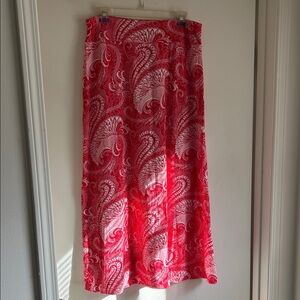Talbots Red and White Paisley Maxi Skirt